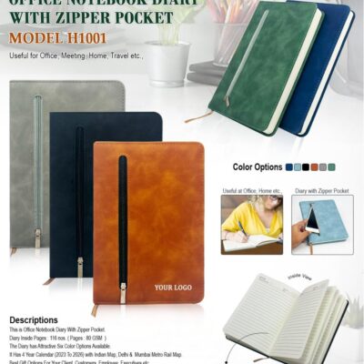 Office Notebook Diary with Zipper Pocket – Model H1001